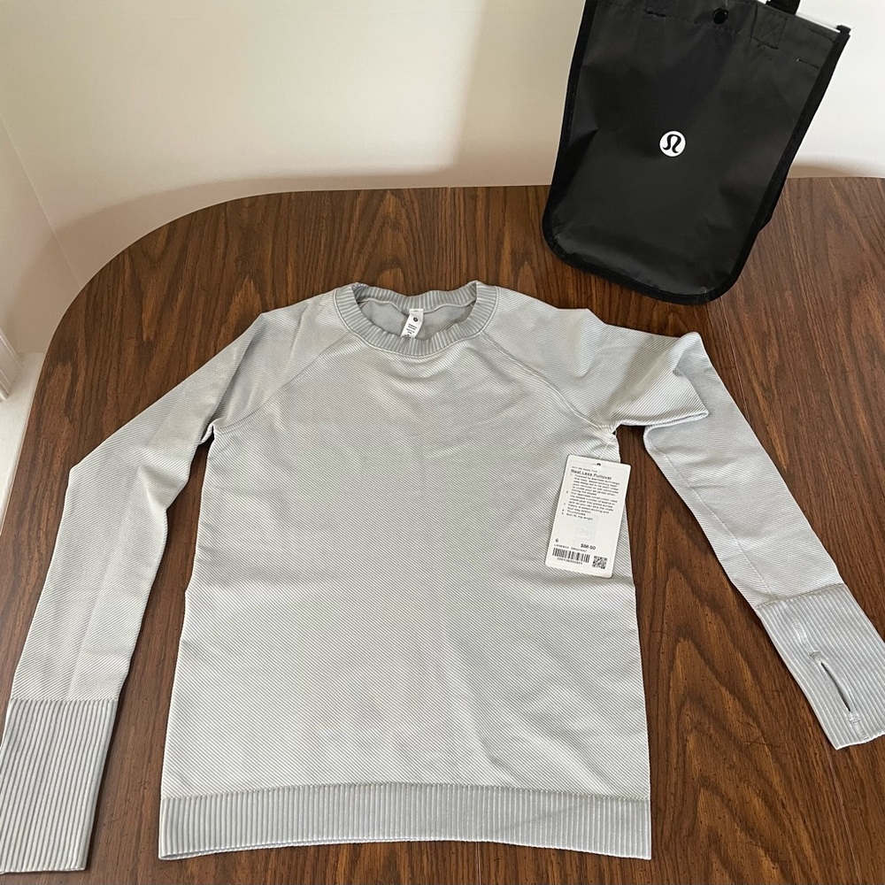 Lululemon Rest Less Pullover Gray & White Size 6